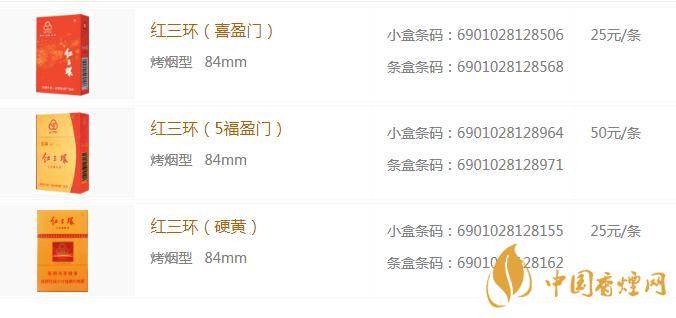 紅三環多少錢一包 紅三環香煙價格表大全